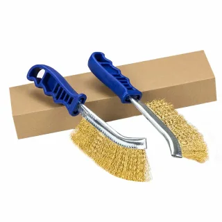2PCS Heavy Duty Wire Brushes for Cleaning Rust Removal Carbon and Stainless Steel Bristles 11" Long Ergonomic Plastic Ha