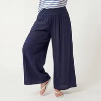 OriginalYou Haremshose Damen Flatterhose Baumwolle Sommerhose Leinen Optik Culotte Volant Middle Waist