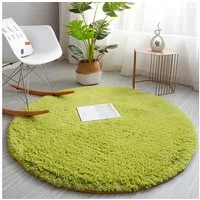 BlingBin Hochflor-Teppich Grasgrüner runder Teppich weicher Flor 120 cm Teppich Kinderzimmer, runden, Höhe: 35 mm, flauschige Matte mit rutschfester Gummi-Rückseite, maschinenwaschbar