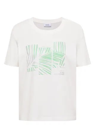 CECIL - T-Shirt mit Rundhals und Artwork vanilla white - Gr. - XL