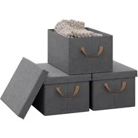 Woltu Aufbewahrungsbox (3 St., Set), mit Deckel, mit Griffen, faltbare Box für Kleidung Spielzeug