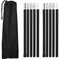 Clanmacy Zeltstange Zeltstange 2m Alu Aufstellstangen Tarpstange für Camping Schwarz 2pcs, (2-St)