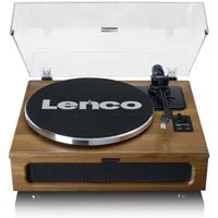 Lenco LS-410WA Plattenspieler (Riemenantrieb, Bluetooth, Bluetooth 5.0, integr. 40W-RMS-Lautsprecher & Audio-Technica, Walnuss)