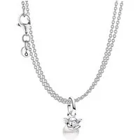 Pandora Kette mit Anhänger 68627, Damen Schmuckset 2-reihiger Halskette Amor Silber
