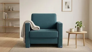 BRUNO Schlafsessel 70cm in Petrol | praktische Größe | stabiles Massivholz & Boxspringkomfort