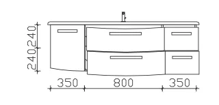 Pelipal Serie 7005 Waschtischunterschrank RD-WTUSL06, B:1506, H:480, T:498mm RD-WTUSL06