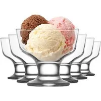 LAV Eisschale LAV Destina Eis- und Dessertschalen - 285 ml (9 3/4 oz), Glas, (Packung, 6-tlg), Elegantes Glasschalen für Desserts und Eis 6er-Set, 285 ml
