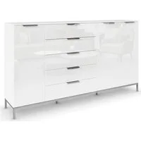 rauch Kombikommode Kommode Türkommode Sideboard Kombikommode FLIPP mit Glasfront (Breite 200 cm mit 4 Einlegeböden), 3-türig mit 5 Schubladen und Soft-Close-Funktion sowie Glasfront