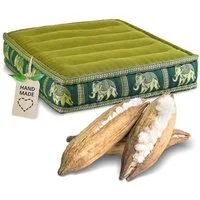 livasia Sitzkissen Bodensitzkissen (Deluxe) vegan und handgefertigt, 50x50x10cm, Kapok