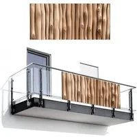MuchoWow Balkonsichtschutz Holz - Stiel - Hellbraun (1-St) Balkon Sichtschutz 90x200, Windschutz für Zaun PVC, 200x90 cm