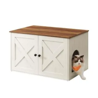 FEANDREA Katzenklo Schrank braun/ weiß