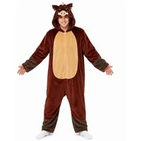 Corimori Partyanzug Flauschiges Wildschwein-Kostüm für Erwachsene,  Karneval Kostüm Onesie, Jumpsuit, Pyjama, Fasching, Kigurumi, Tierkostüme, Wildschwein "Gus"