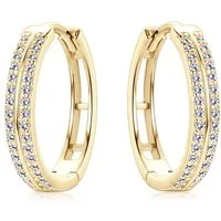 ROUGEMONT Paar Creolen Funkelnde Damen Moissanit Creolen 18mm Gold 925 Sterling Silber, Echtschmuck
