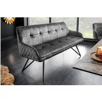 riess-ambiente Sitzbank EUPHORIA 156cm dunkelgrau / schwarz (1-St), Wohnzimmer · Samt · Metall · Flur · Küche · Esszimmer · Retro Design