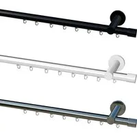 Garduna Gardinenstange Innenlauf System, Ø 20mm, mit X-Gleiter, kürzbar, Metall, 1-lauf, Innenlauf, komplett, hochwertig, Fixmaß, 20mm Vorhanstange