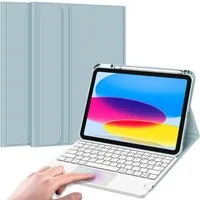 Fintie Tablet-Hülle für iPad 11. Generation 2025 11"(A16), iPad 10. Generation 2022 10.9", mit magnetischer Abnehmbarer Deutscher Touchpad Tastatur-QWERTZ Layout
