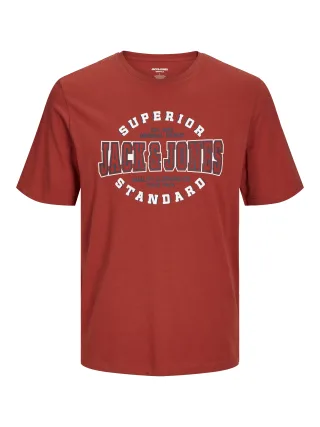 JACK&JONES - JJELOGO TEE SS O-NECK 2 COL AW24 SN red ochre - Gr. - S