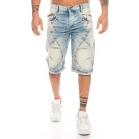 Cipo & Baxx Jeansbermudas Herren Denim Bermuda Capri Jeans mit ausgefallenem Nahtdesign Ausgefallene Waschung und stylische Nahtstruktur