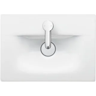 Duravit Viu Handwaschbecken 0733450041 45 x 35 cm, 1 Hahnloch, weiß, ohne Überlauf, mit Hahnlochbank