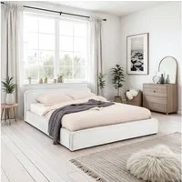 IDIMEX Polsterbett CURSIO, Doppelbett 140x200 cm mit Lattenrost in Cord-Optik Off-White