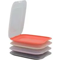 Engelland Frischhaltedose Aufschnittdosen, Aufschnittbox, PP-Kunststoff, BPA-frei, (Vorteils-Set, 4-tlg., mit transparentem Deckel), stapelbar, platzsparend, Ordnung im Kühlschrank, Organizer, Stapelbox