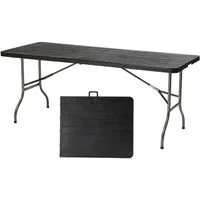 Sekey Bierzeltgarnitur Campingtisch Klappbar Partytisch Buffettisch Gartentisch Tragbar, Aus Polyratten mit Holzmaserung, mit Tragegriff, 150 cm