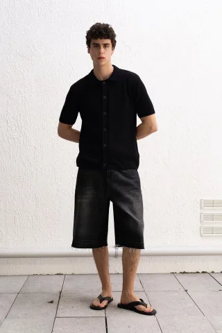 Herren Baumwoll-Polohemd mit Textdruck