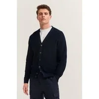 bugatti Cardigan Regular Fit mit V-Ausschnitt und Ripp-Struktur