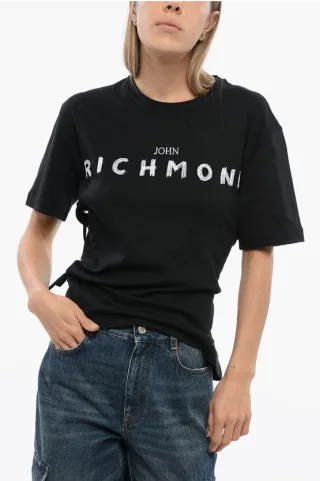 TOMIOK Überzieh-T-Shirt mit Spitzendetail hinten in Schwarz