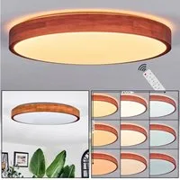 hofstein Deckenleuchte Deckenlampe aus Holz/Kunststoff in Naturfarben/Weiß, ohne Leuchtmittel, Deckenleuchte im Boho-Design, CCT einstellbar mit Fernbedienung