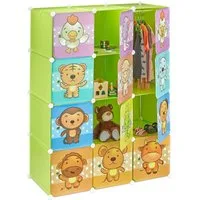 relaxdays Kinderkleiderschrank Steckregal Kinderzimmer mit Motiv (96-St) grün