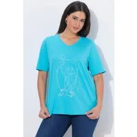 Ulla Popken T-Shirt T-Shirt Tiermotiv Classic V-Ausschnitt Halbarm