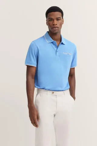 Bugatti Herren Polo mit dezenten Kontraststreifen