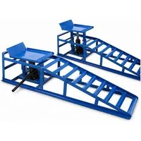 Bituxx Auffahrrampe 1 Paar Blau inkl. Wagenheber (Spar-Set, 2-St., MS-15207), mit hydraulischer Wagenheberfunktion