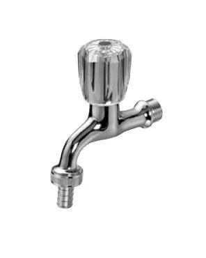 Kaja Classic Auslaufventil, Markierung warm, mit Schlauchverschraubung 3/4" chrom, 30013-3-C 30013-3-C