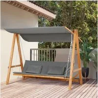 Outsunny Hollywoodschaukel Mit Bettfunktion 3-Sitzer mit Dach, 3-Sitzer, Bettfunktion, Hollywoodschaukel, 1 tlg., Hollywoodschaukel, für Garten, Grau