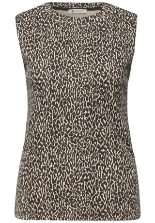 Street One - Ärmelloses Leo-Top braun - Gr. - 36