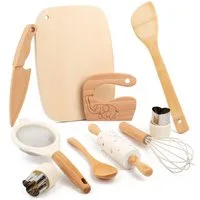 CLTYQ Kinderkochmesser Montessori 10-tlg, Sicherheits Küchenmesser Set für Kinder ab 3 Jahren, Montessori Spielzeug, Kinder Küchenutensilien für Lernen & Spielen