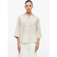 s.Oliver Kurzarmbluse Bluse Gestreifte Leinenmix-Bluse im Loose Fit
