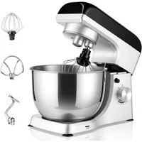 oyajia Küchenmaschine SM-1521X Küchenmaschine, 5,5 l Edelstahl Schüssel, Safe-Use-Sicherheitssystem, Metallgehäuse, inkl. 3-Teiligem Patisserie-Set und Spritzschutz, 1000 W, 5,5 l Schüssel, stufenloser Geschwindigkeitsregler