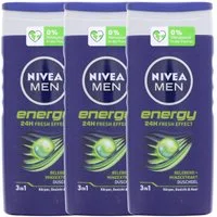 Nivea Duschgel 3 x NIVEA MEN Energy je 250ml Duschgel 3in1 Körper Gesicht & Haar