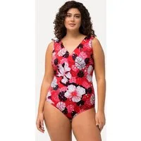 Ulla Popken Badeanzug Badeanzug Hawaiiblüten Softcups V-Ausschnitt