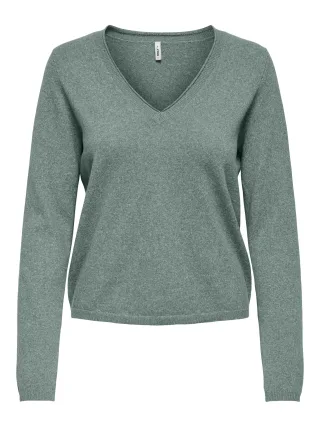 ONLY - ONLLOYAL LS V-NECK PULLO KNT NOOS Chinois Green - Gr. - S