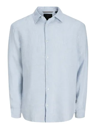 JACK&JONES - JPRBLALAWRENCE LINEN LS SHIRT SN Chambray Blue - Gr. - L
