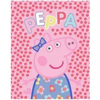Wohndecke Peppa Wutz Decke 130x160cm – Flanell-Fleece Dots Design, Peppa Pig, Geschenkidee für Mädchen und Jungen