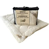 Meivita Naturhaarbettdecke Merino Vierjahreszeitendecke Combi Decke 4-Jahreszeitenbett, Füllung: 100% Merino Schafschurwolle, Bezug: 100% Baumwolle, Bettdecke Hergestellt in Deutschland