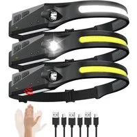Athlix LED Stirnlampe Stirnlampen LED Sensor aufladbar Akku 5 Modi Taschenlampe, bis zu 6,5h Laufzeit, nur 97g schwer, IPX4 Wasserdicht