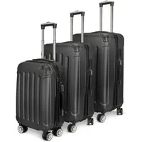 SEEZSSA Trolleyset Hartschalenkofferset Hartschale Reisekoffer 4 Rollen, 4 Rollen, (Set, 3 tlg), M-L-XL Kofferset,Grau
