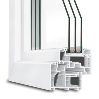 Passivhausfenster, Kunststoff-Profil aluplast energeto 8000, Weiß, 510 x 510 mm, festverglast, individuell konfigurieren