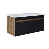 Roomart Badmöbel-Set ATRIA Waschtisch 100 cm, Keramik-Waschbecken, 4 Farben, Soft-Close, (Badmöbel ATRIA 100 cm in 4 Farben Unterschrank mit Waschbecken), Keramik-Einbaubecken, Ablagefläche 25,5 cm, Soft-Close & hängend
